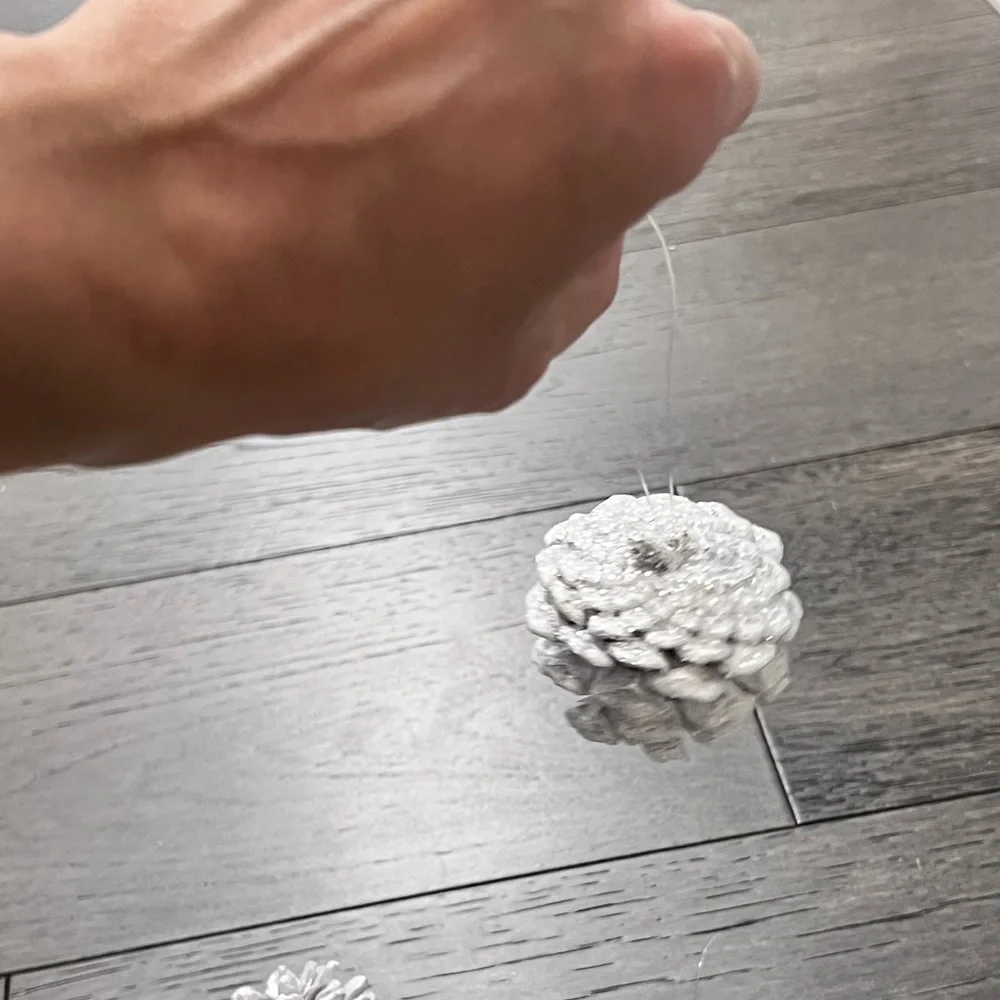 Sparkly White Pine Cone Christmas Ornaments